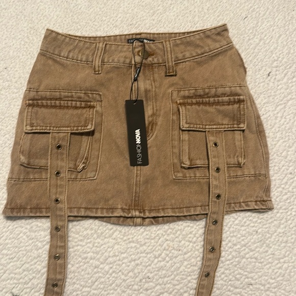 Khaki Denim Skirt - Picture 1 of 6